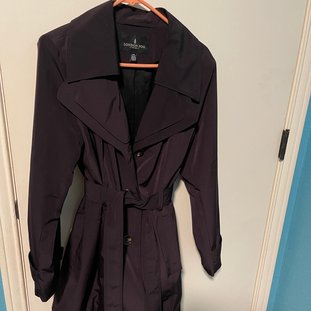 London Fog raincoat, dark purple, large, like new